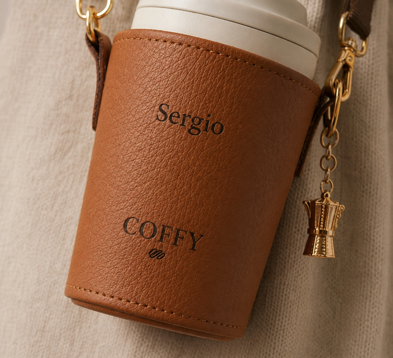 Coffy café claro  - 100% cuero